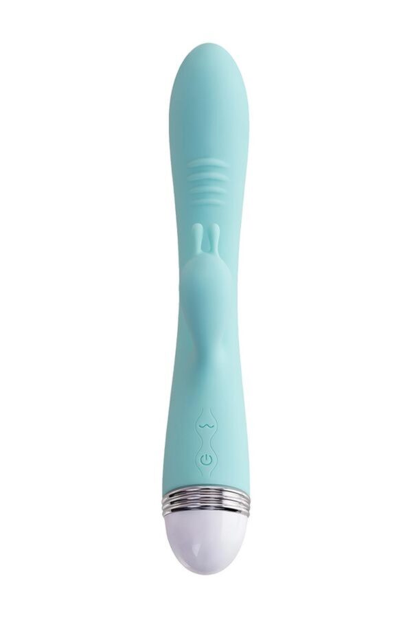 Vibrator with clitoral stimulator Flovetta by Toyfa Iris, silicone, mint, 22 cm - obrazek 2