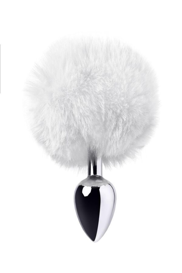 Silver anal plug TOYFA Metal with faux fur - obrazek 2