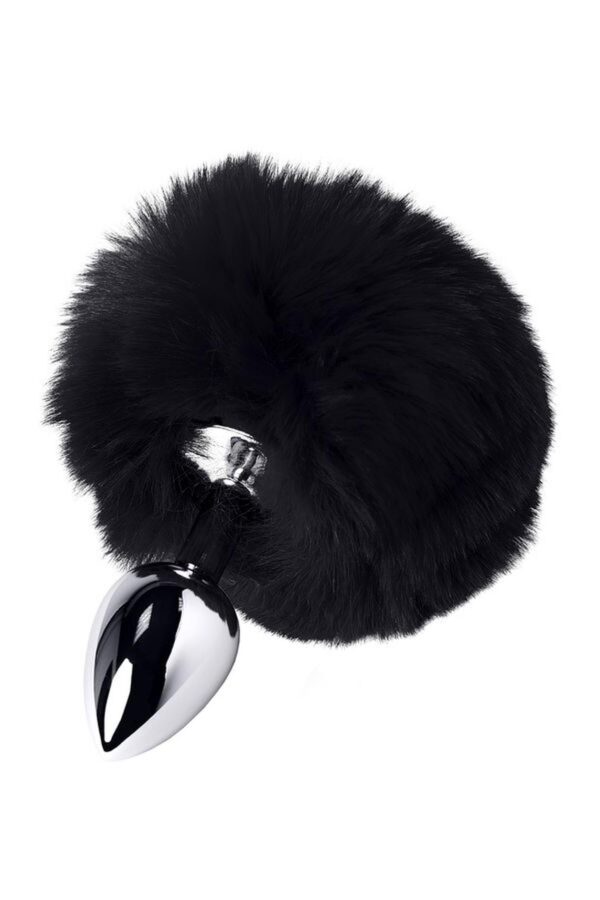 Silver anal plug TOYFA Metal with faux fur - obrazek 2