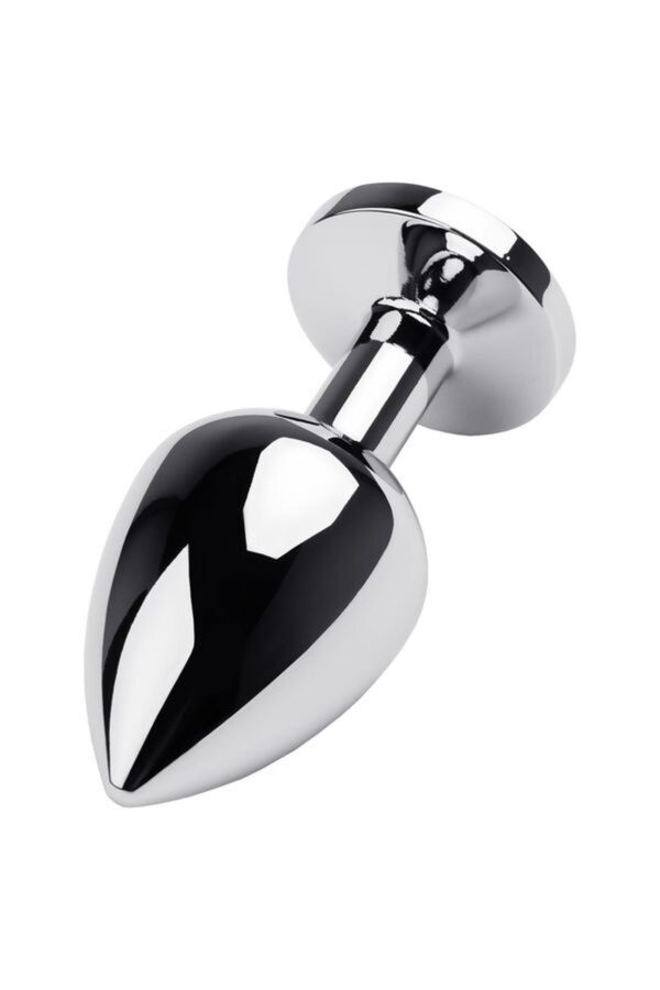 Silver anal plug with gem, red - obrazek 2