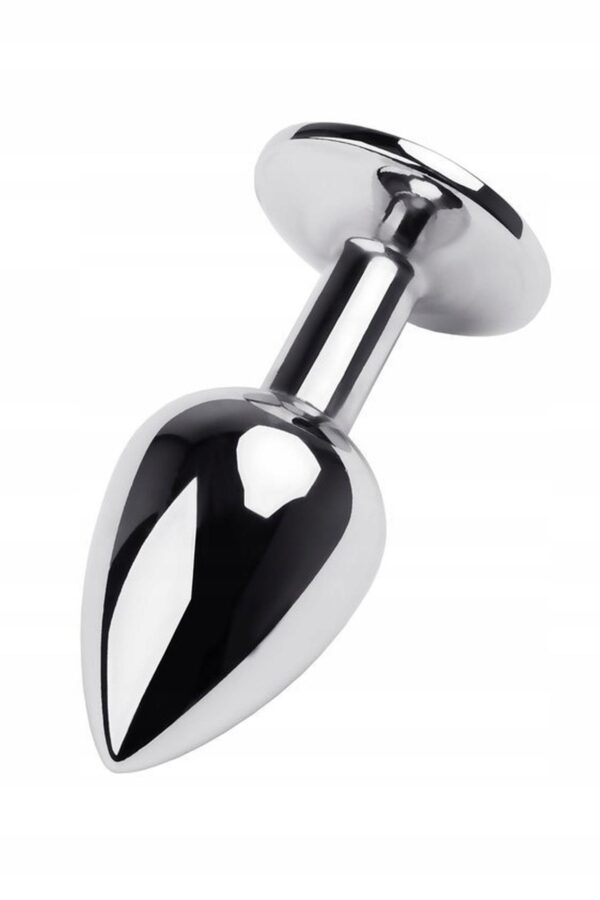 Silver anal plug TOYFA Metal with blue round shaped gem - obrazek 2