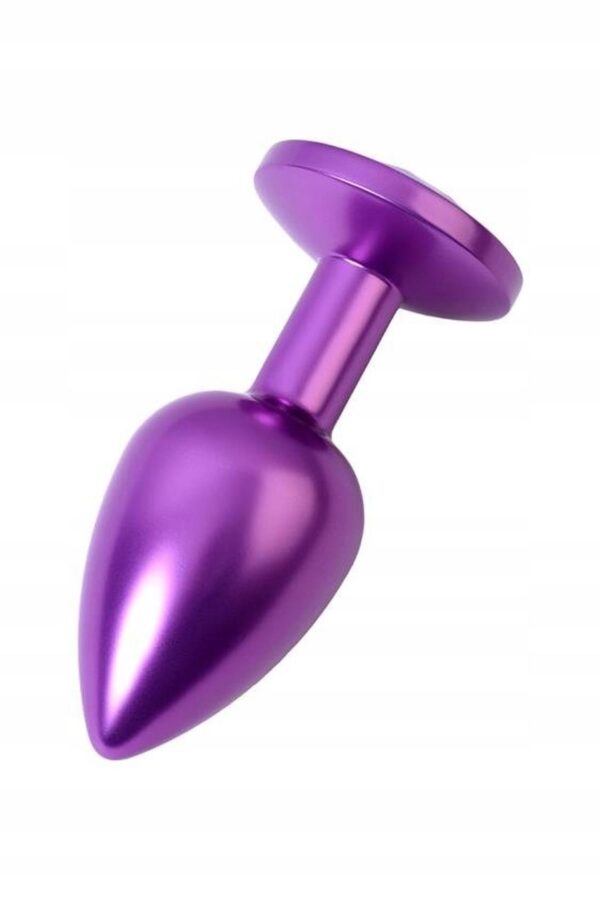 Purple anal plug TOYFA Metal with purple round shaped gem - obrazek 2