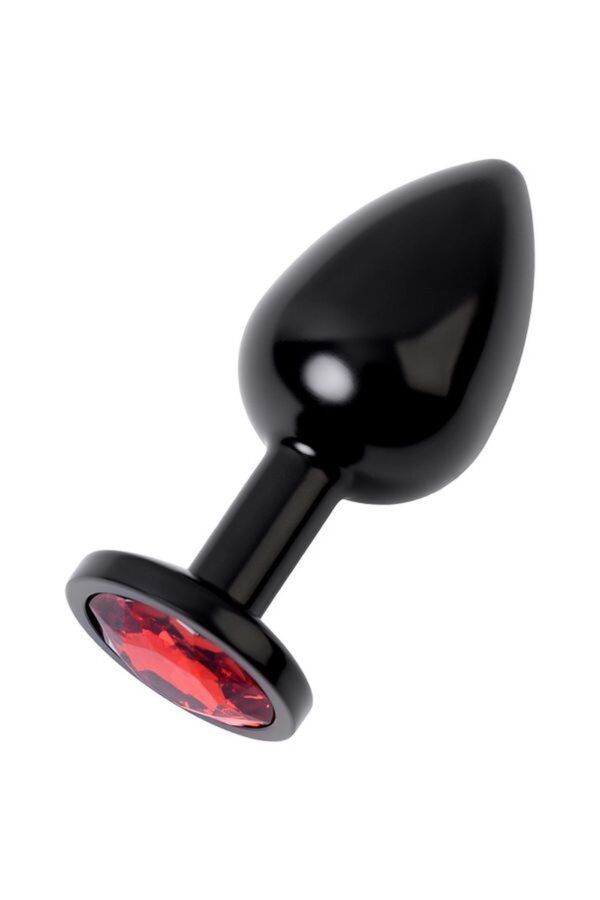 Black anal plug TOYFA Metal,with a ruby colored gem - obrazek 2