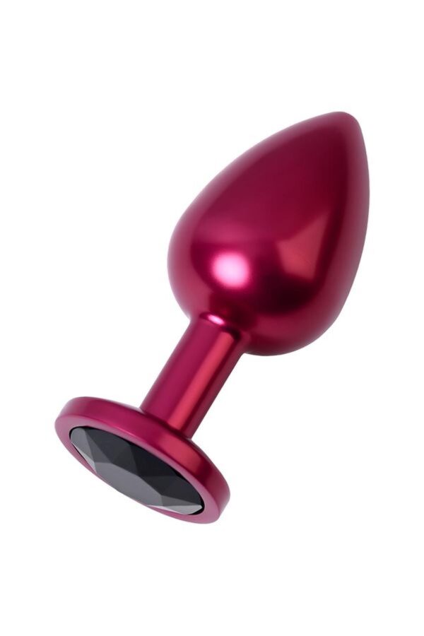 Red anal plug TOYFA Metal with black gem - obrazek 2