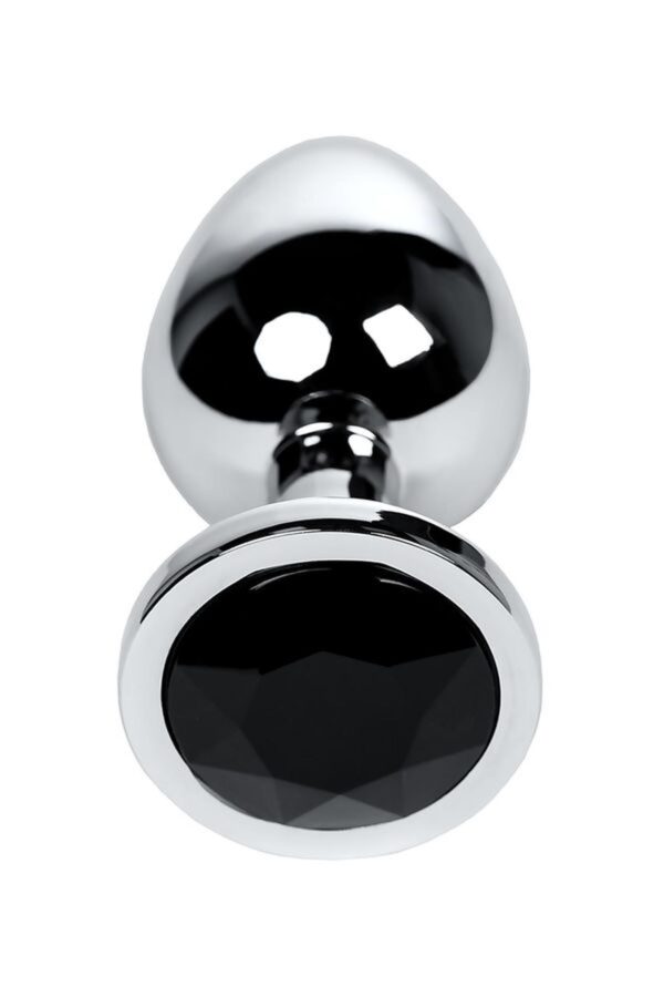 Silver anal plug TOYFA Metal with black round shaped gem - obrazek 2