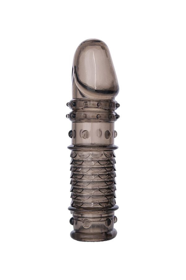 ToyFa XLover, Penis sleeve, for enlargement, TPE, transparent black, 13.5 cm - obrazek 2