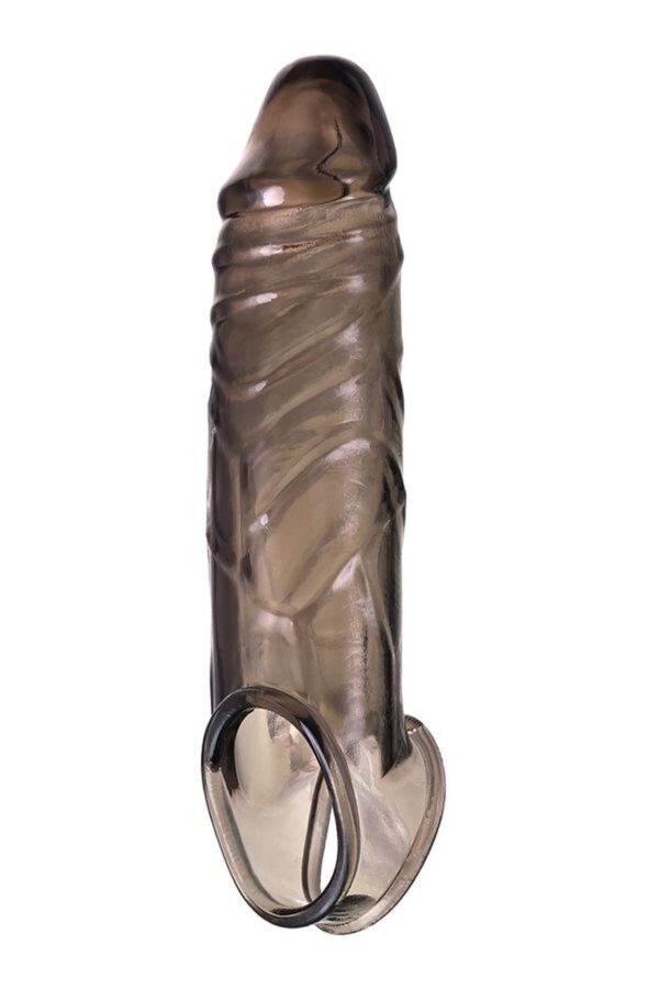 ToyFa XLover, Penis sleeve, for enlargement, TPE, transparent black, 15,5 cm - obrazek 2