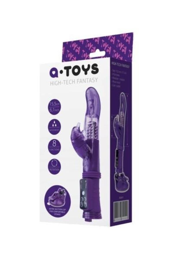 A TOYS, Vibrator with clitoral stimulator, TPR, purple, 22,5 cm - obrazek 2