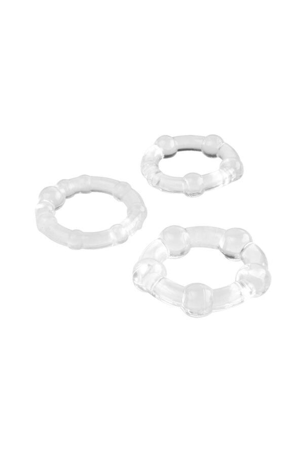 A TOYS, Cockrings set, 3 pcs.TPE,Transparent, O 3,5 / 3/2 cm - obrazek 2