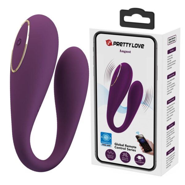 PRETTY LOVE   August, Mobile APP Long distance Control 12 vibration functions, ABS Silicone, USB rechargeable - obrazek 20