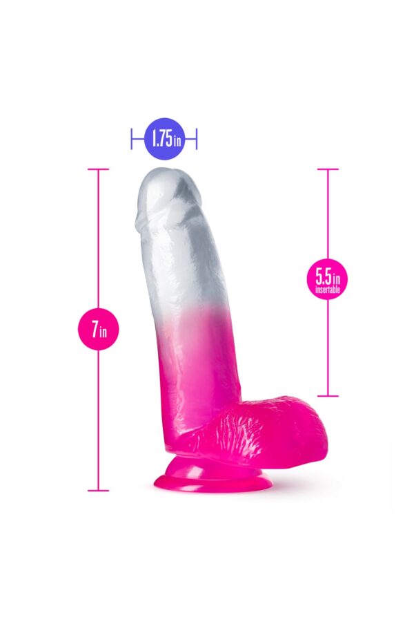 B YOURS SUGAR MAGNOLIA 7 INCH DILDO FUCHSIA - obrazek 3