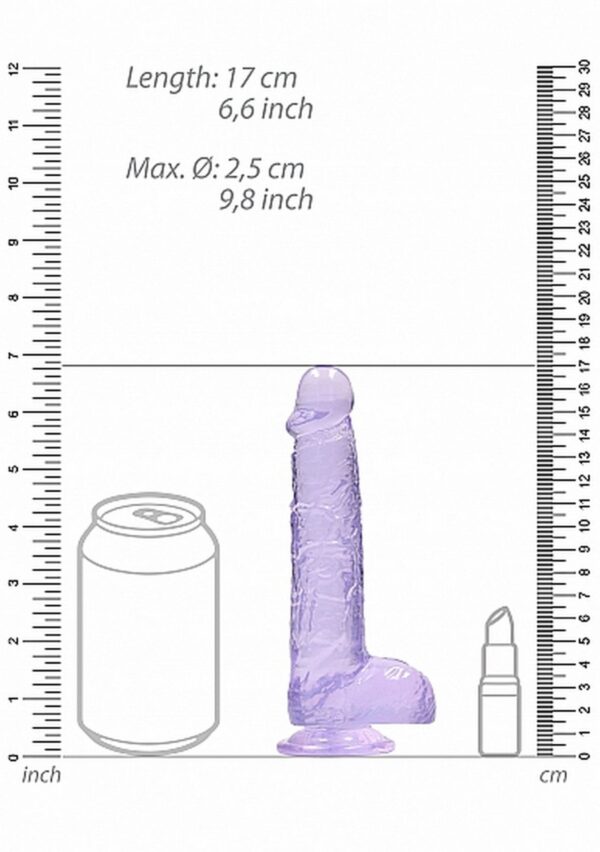 6 / 15 cm Realistic Dildo With Balls   Purple - obrazek 3