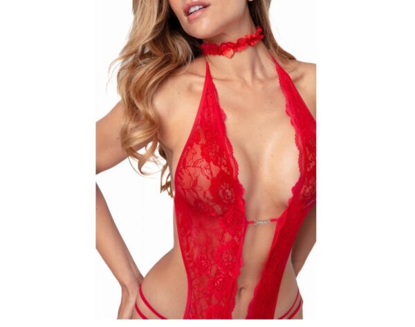 Open crotch Body Set Renee Red - obrazek 3