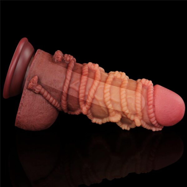 9.5 Dual layered Platinum Silicone Cock with Rope - obrazek 3
