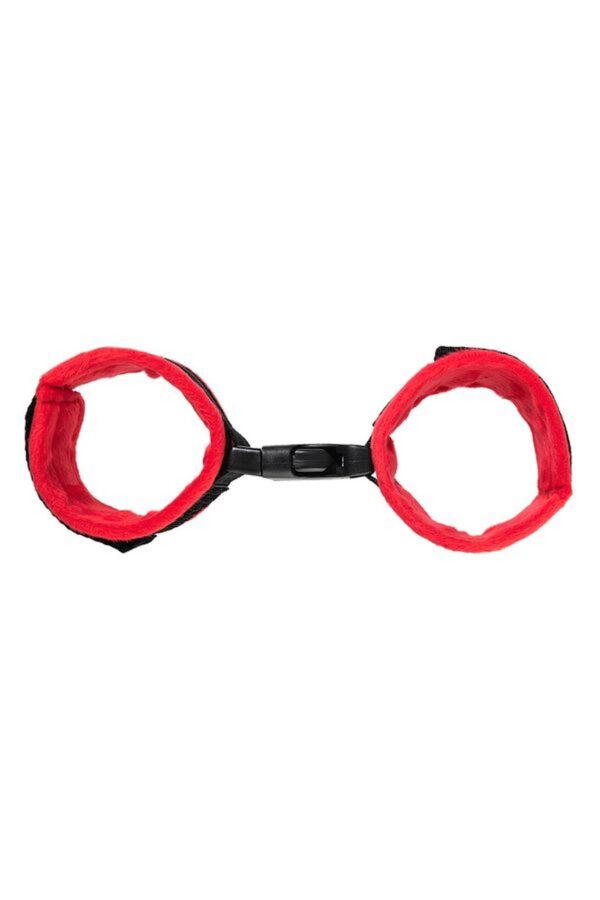 Anonymo handcuffs, velour, red, 24 cm - obrazek 3