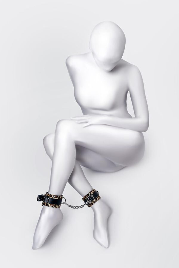 Anonymo handcuffs, PU leather, print, 27 cm - obrazek 3
