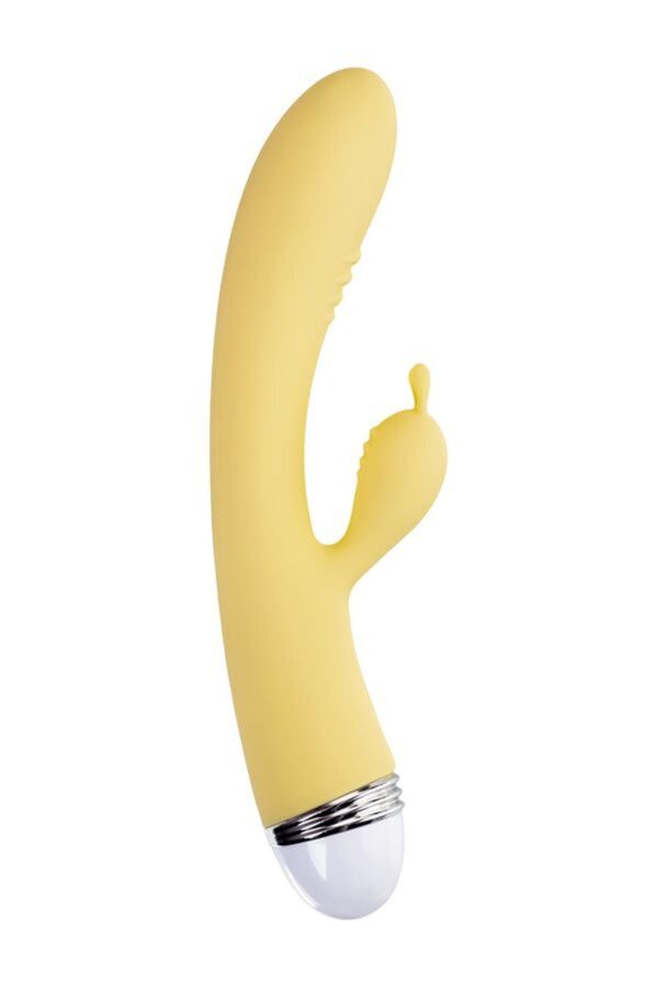 Vibrator with clitoral stimulator Flovetta by Toyfa Aster, silicone, yellow, 22 cm - obrazek 3