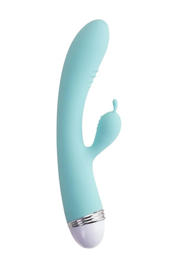 Vibrator with clitoral stimulator Flovetta by Toyfa Iris, silicone, mint, 22 cm - obrazek 3