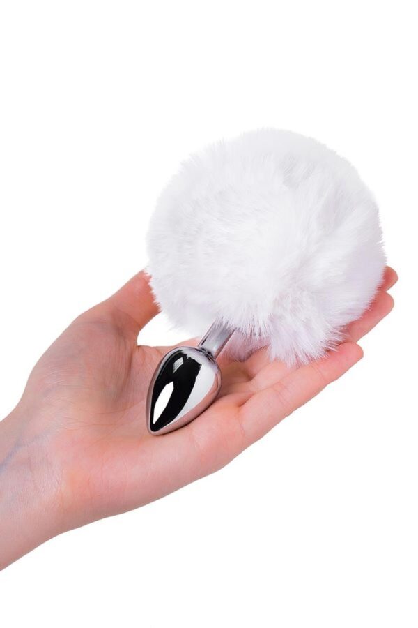 Silver anal plug TOYFA Metal with faux fur - obrazek 3
