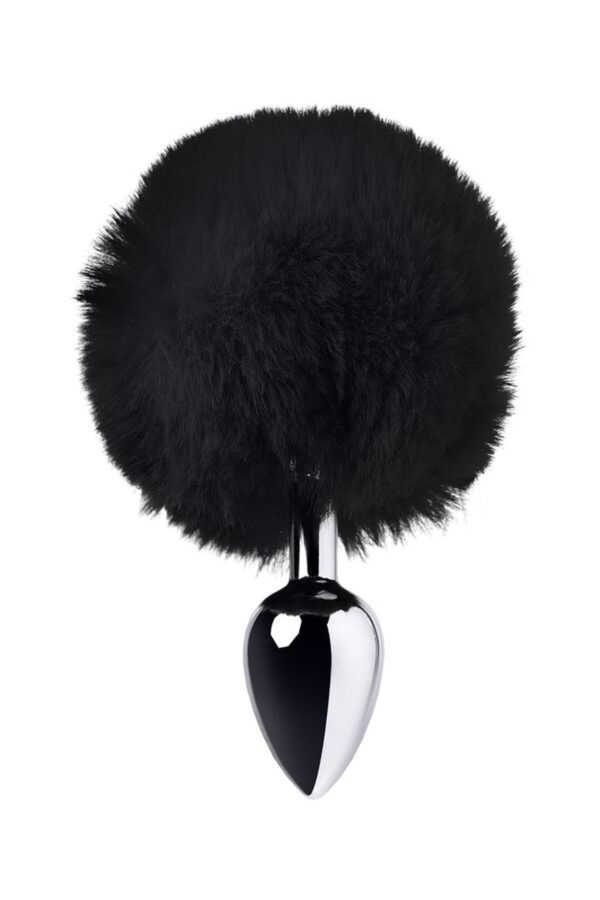 Silver anal plug TOYFA Metal with faux fur - obrazek 3