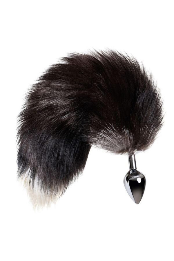 Silver anal plug with a fox tail - obrazek 3