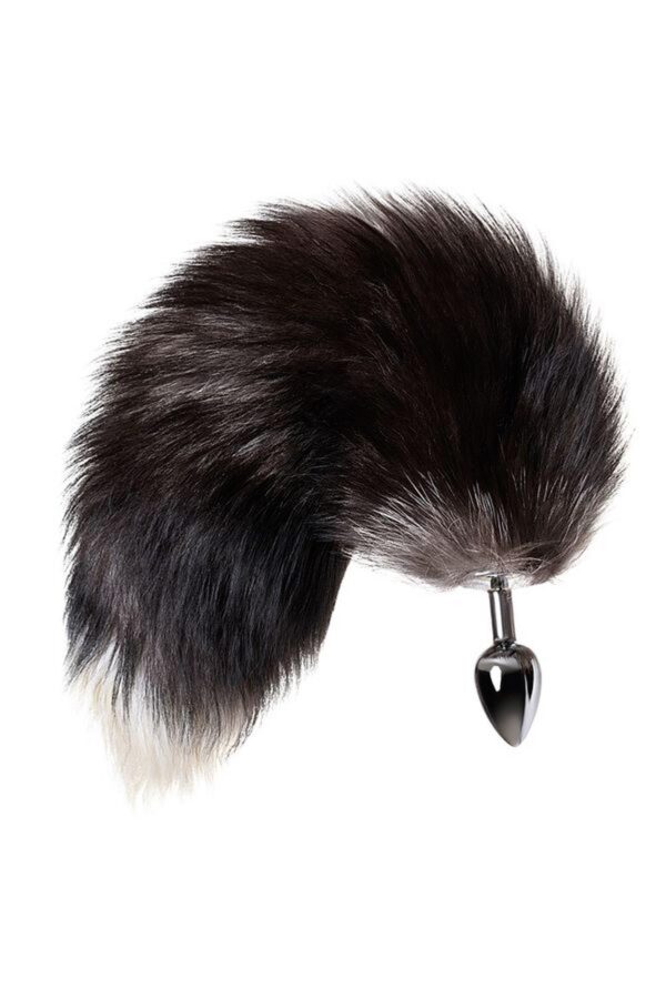Silver anal plug with a fox tail - obrazek 3
