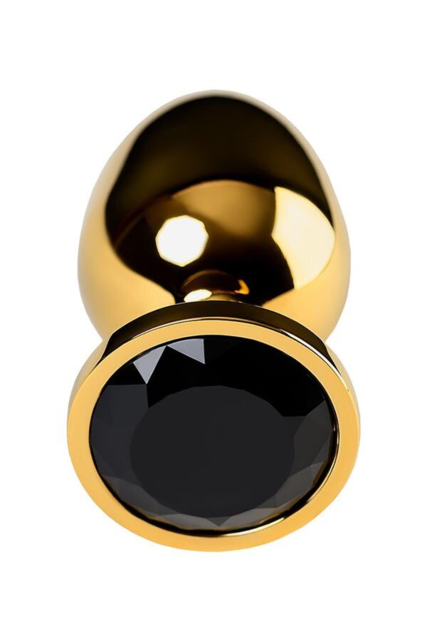 Gold anal plug TOYFA Metal with pink round shaped gem - obrazek 3