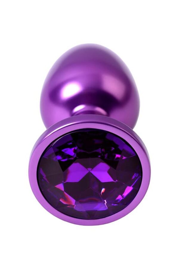 Purple anal plug TOYFA Metal with purple round shaped gem - obrazek 3