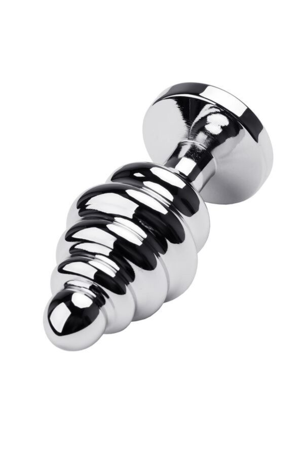 Silver anal plug with red gem - obrazek 3