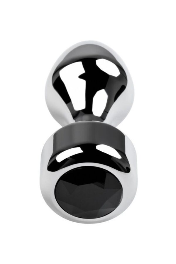 Silver anal plug TOYFA Metal with black round shaped gem, length 8,2 cm, diameter 2,5 3,8 cm, weight 210 gr - obrazek 3
