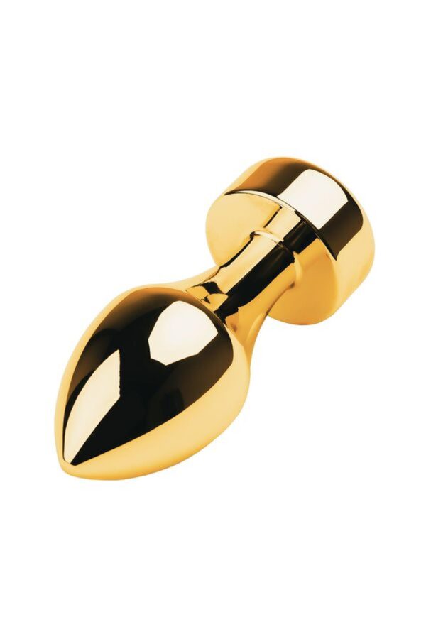 Gold anal plug TOYFA Metal with white round shaped gem , length 7 cm, diameter 2 3,5 cm, weight 140 gr - obrazek 3