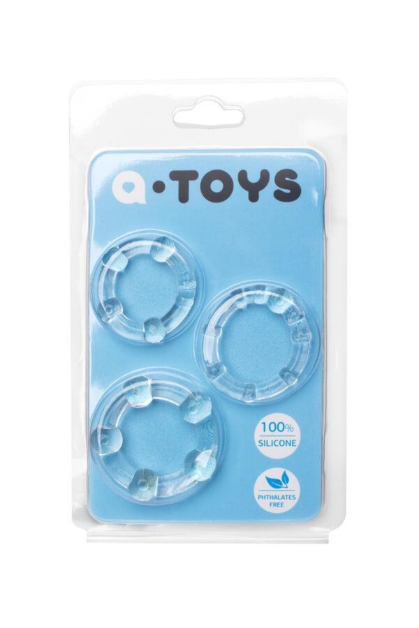 A TOYS, Cockrings set, 3 pcs.TPE,Transparent, O 3,5 / 3/2 cm - obrazek 3
