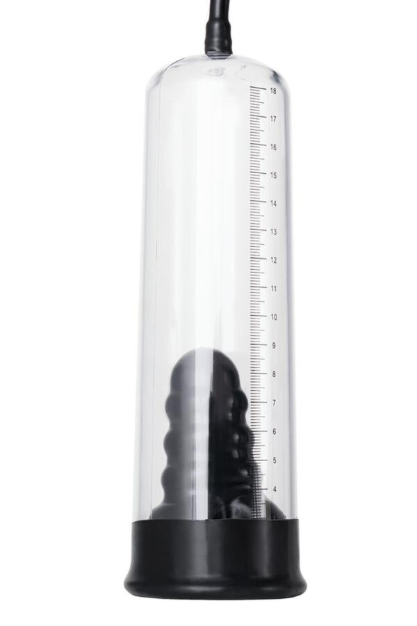 A TOYS, Penis Pump, PVC, Black, 23.5 cm 3 cock rings included - obrazek 3
