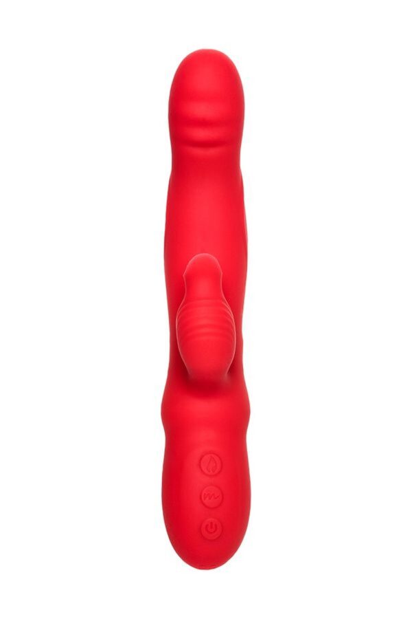 JOS Redli vibrator with moving head, silicone, red, 21 cm - obrazek 3