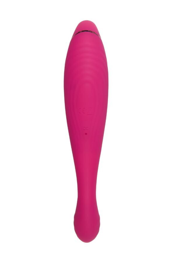 JOS Danvi vibrator with vacuum wave stimulation, silicone, pink, 21.5 cm - obrazek 3