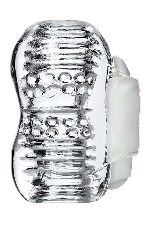 Lingam Khani, Vibrating Masturbator, TPE, Transparent, 9 cm - obrazek 3