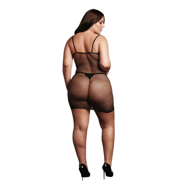 Short dress with fishnet structure and spaghetti straps - obrazek 4