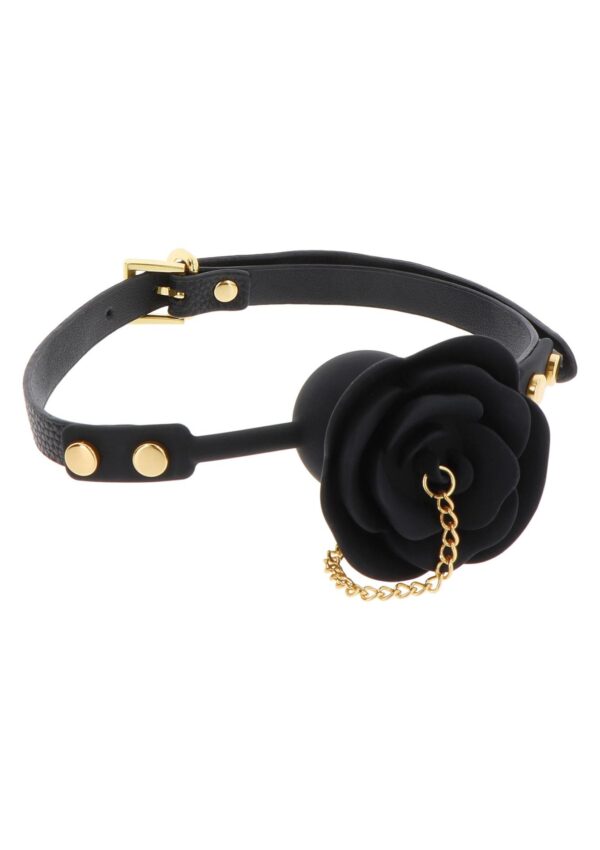 Rose Ball Gag with Plug Black - obrazek 4