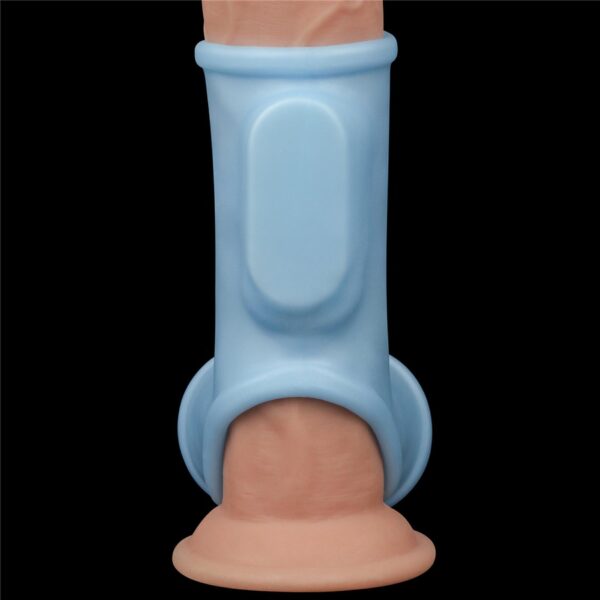 Vibrating Silk Knights Ring with Scrotum Sleeve (Blue) - obrazek 4