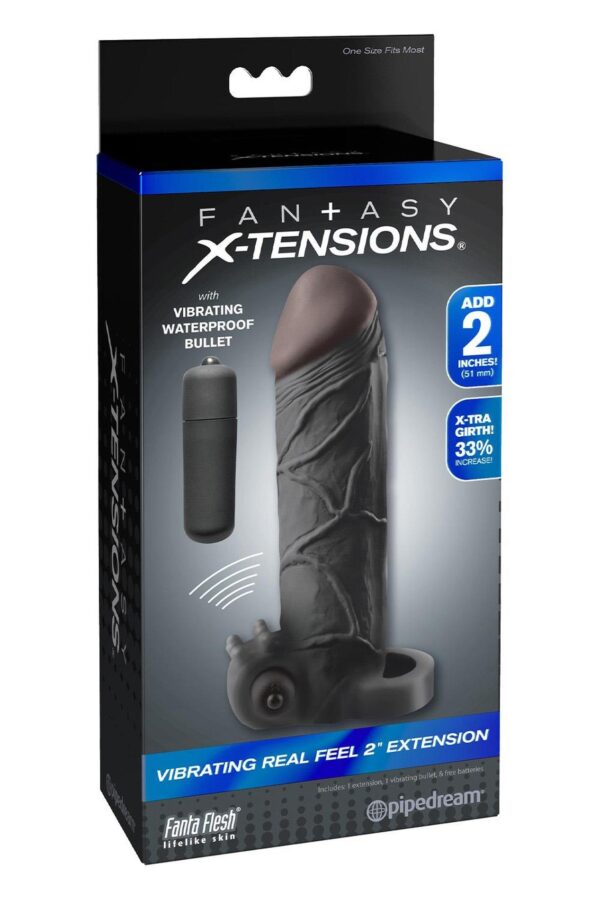 FANTASY X TENSIONS VIBRATING REAL FEEL 2 INCH EXTENSION BLACK - obrazek 4
