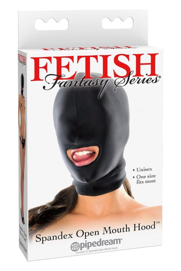 FETISH FANTASY SERIES SPANDEX OPEN MOUTH HOOD BLACK - obrazek 4