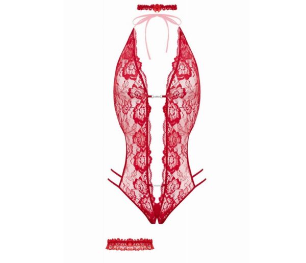 Open crotch Body Set Renee Red - obrazek 4
