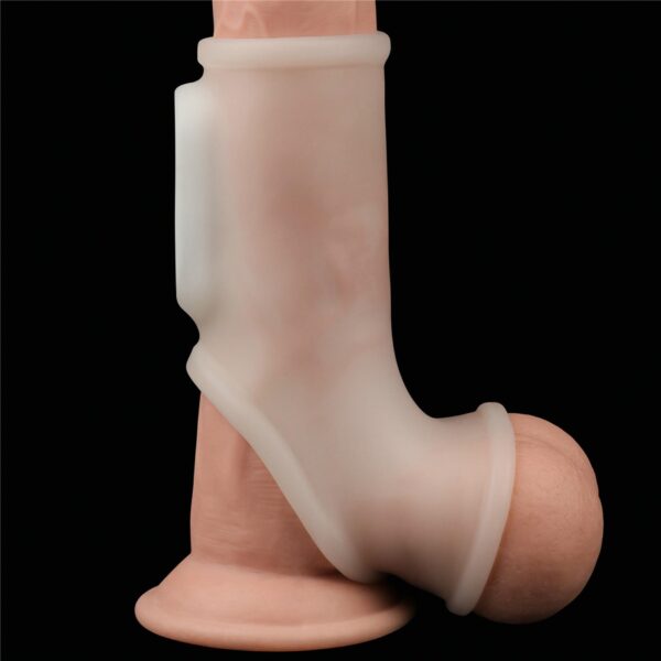 Vibrating Silk Knights Ring with Scrotum Sleeve - obrazek 4