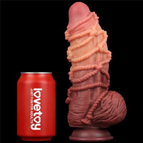 9.5 Dual layered Platinum Silicone Cock with Rope - obrazek 4
