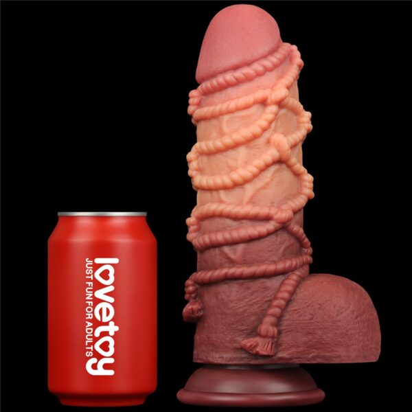 9.5 Dual layered Platinum Silicone Cock with Rope - obrazek 4
