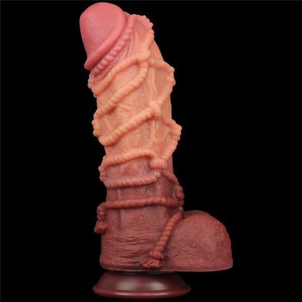10.5 Dual layered Platinum Silicone Cock with Rope - obrazek 4