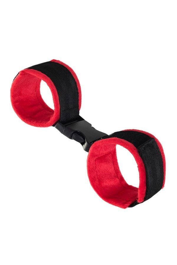 Anonymo handcuffs, velour, red, 29 cm - obrazek 4