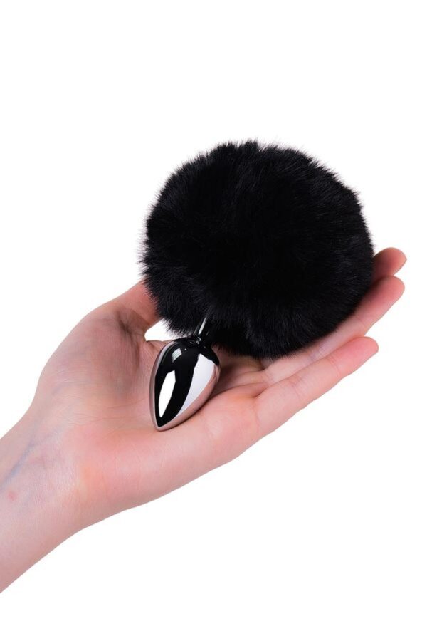 Silver anal plug TOYFA Metal with faux fur - obrazek 4