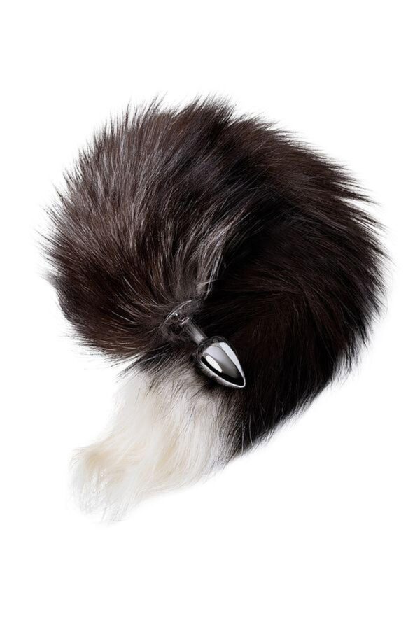 Silver anal plug with a fox tail - obrazek 4