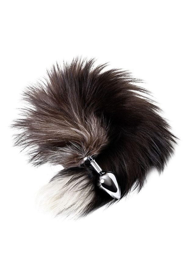 Silver anal plug with a fox tail - obrazek 4